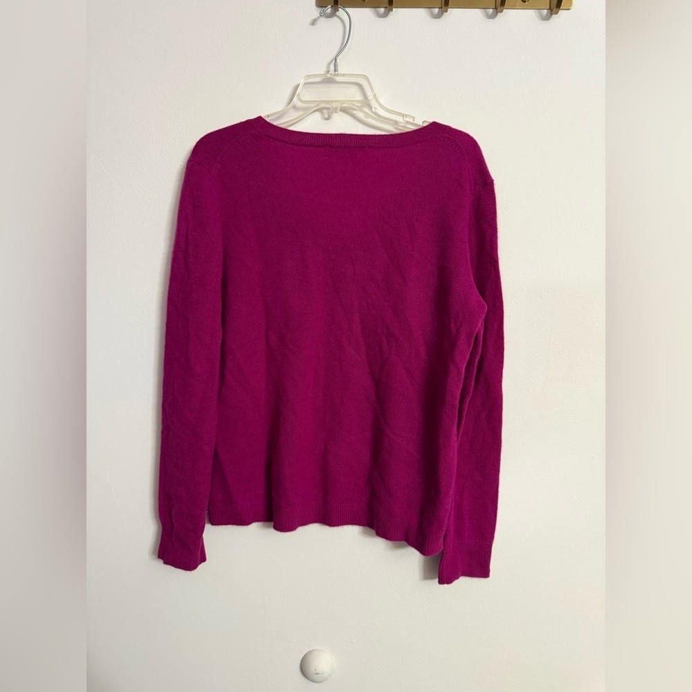 Nordstrom Hot Pink 100% Cashmere V-Neck Sweater NWT XL - Picture 4 of 4